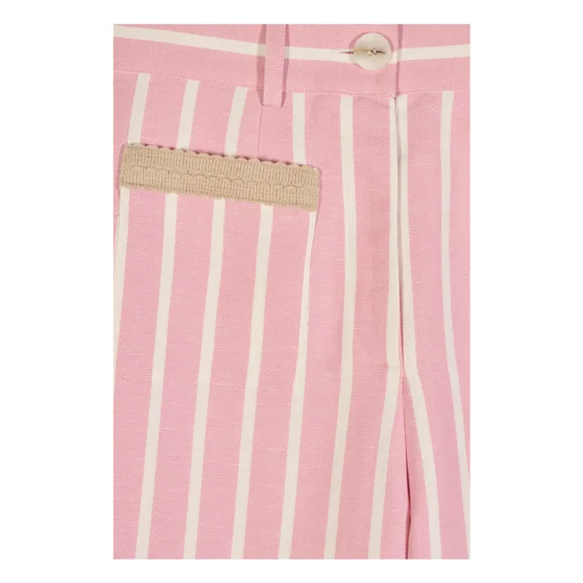 Pantalón de rayas de algodón Niza | Rosa