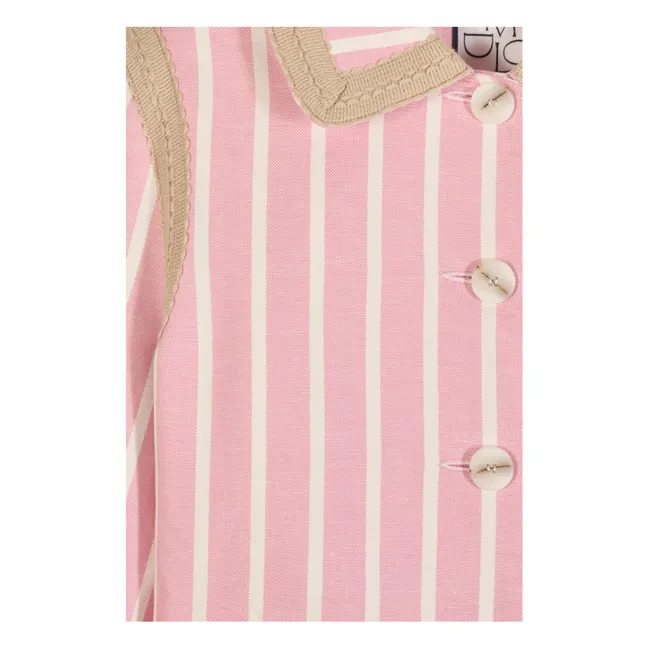 Clover Cotton Stripes Jacket | Pink