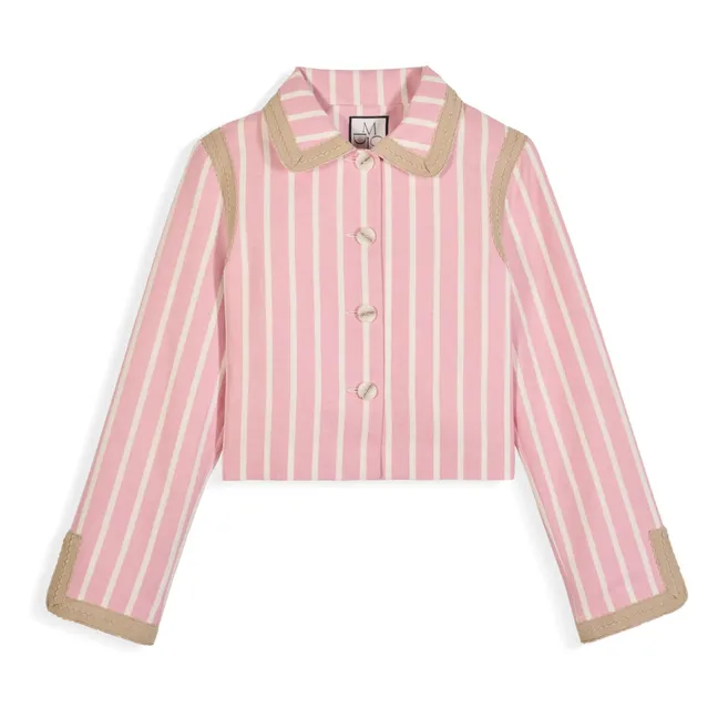 Clover Cotton Stripes Jacket | Pink