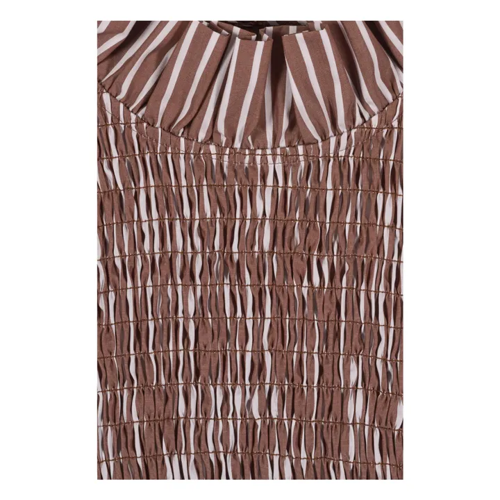 Blusa de rayas de algodón Aleria | Marrón- Imagen del producto n°3