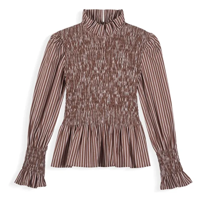 Blouse Rayures Aleria Coton | Marron