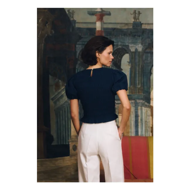 Baila Cotton Top | Navy blue