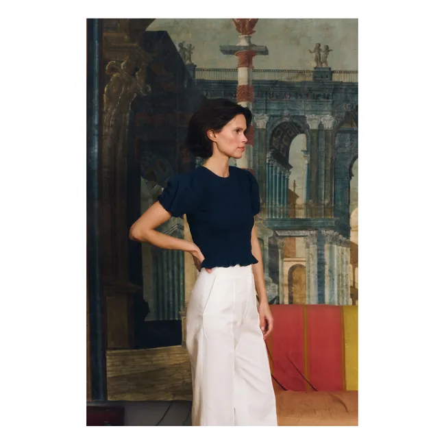 Baila Cotton Top | Navy blue