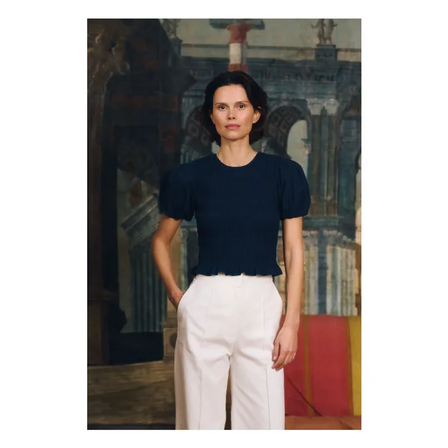 Baila Cotton Top | Navy blue