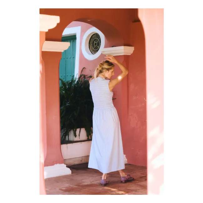 Vestido de rayas de algodón Saint Barth | Azul Cielo