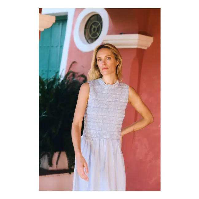Vestido de rayas de algodón Saint Barth | Azul Cielo