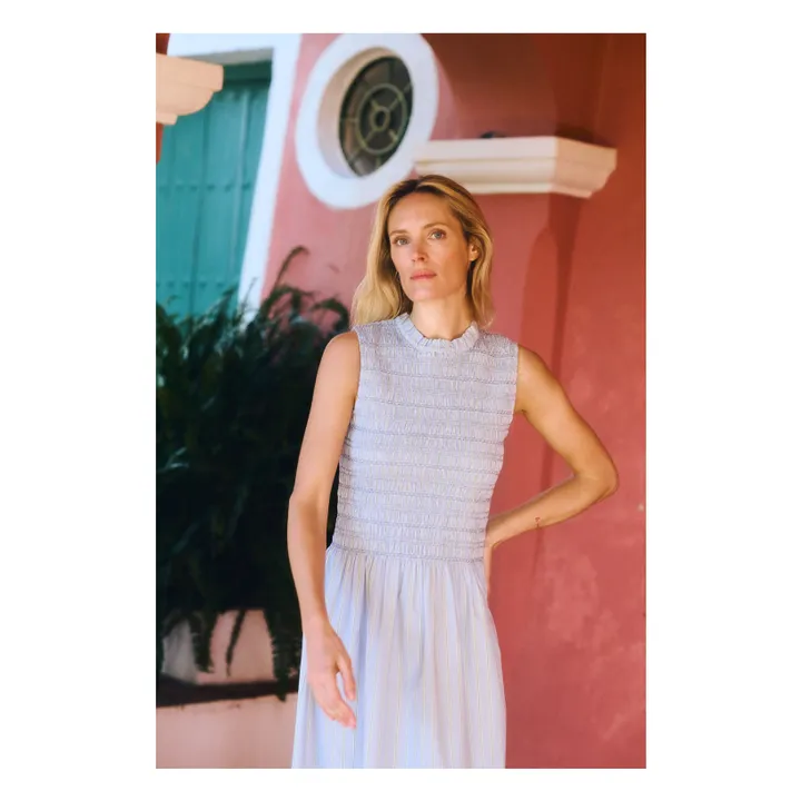 Vestido de rayas de algodón Saint Barth | Azul Cielo- Imagen del producto n°4