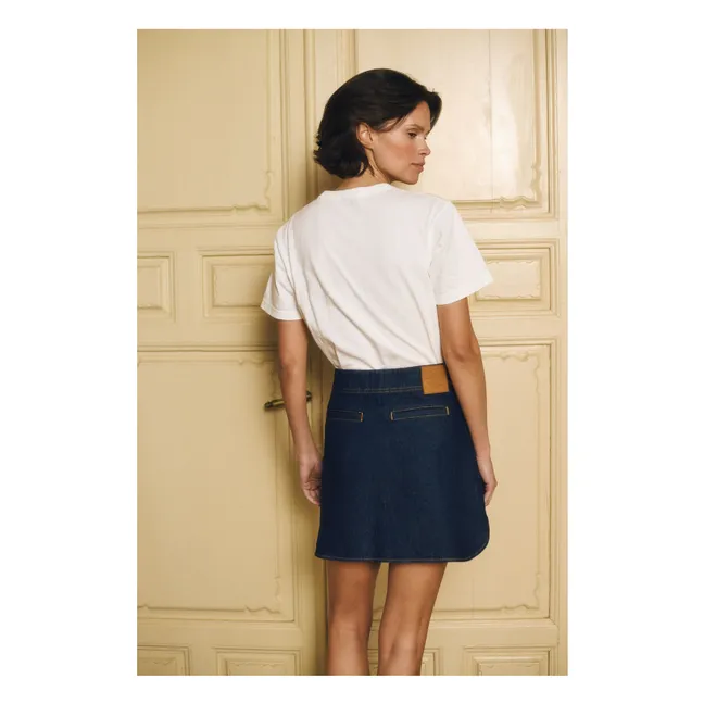Selena Denim Falda de algodón | Azul oscuro