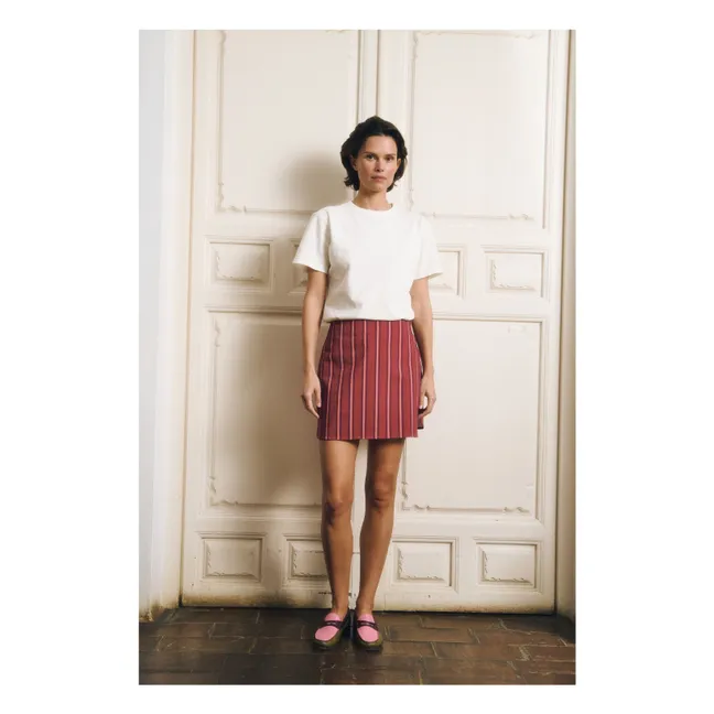 Selena Cotton striped skirt | Red