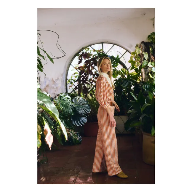 Romeo Cotton Stripe Pants | Orange
