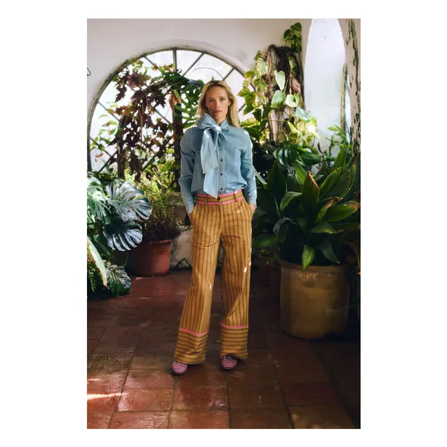 Pantalón Romeo de algodón a rayas | Amarillo Mostaza