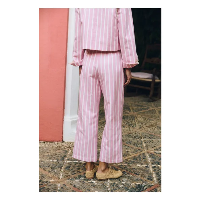 Pantalon Rayures Niza Coton | Rose