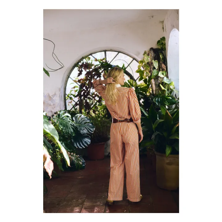 Blusa de rayas de algodón Dimitra | Naranja- Imagen del producto n°4