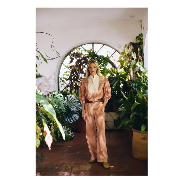 Blusa de rayas de algodón Dimitra | Naranja- Imagen del producto n°2