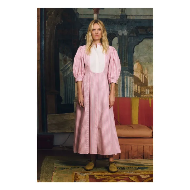 Vestido de rayas de algodón Dimitra | Rosa