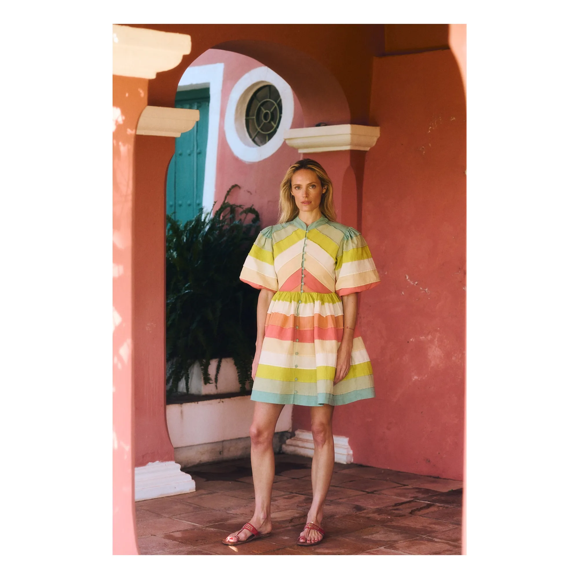 Robe Daisy Coton | Bleu Vert- Image produit n°4