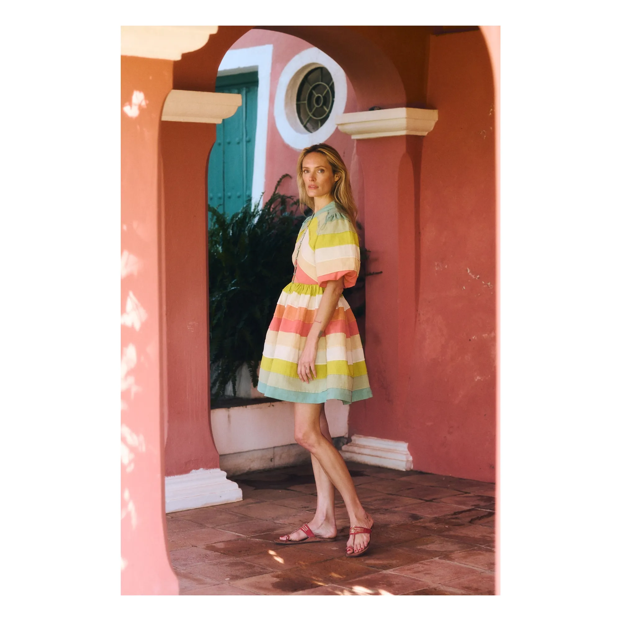 Robe Daisy Coton | Bleu Vert- Image produit n°3