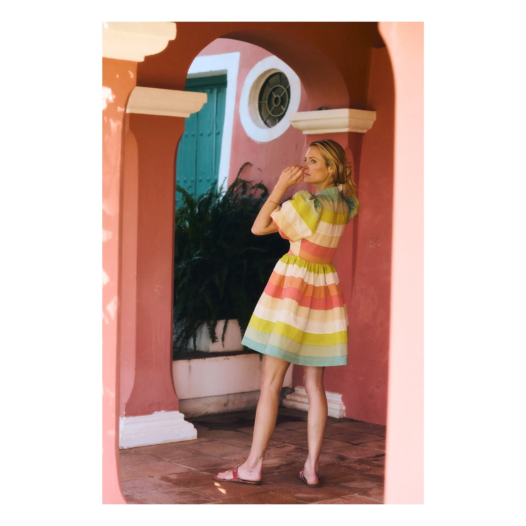 Robe Daisy Coton | Bleu Vert- Image produit n°2