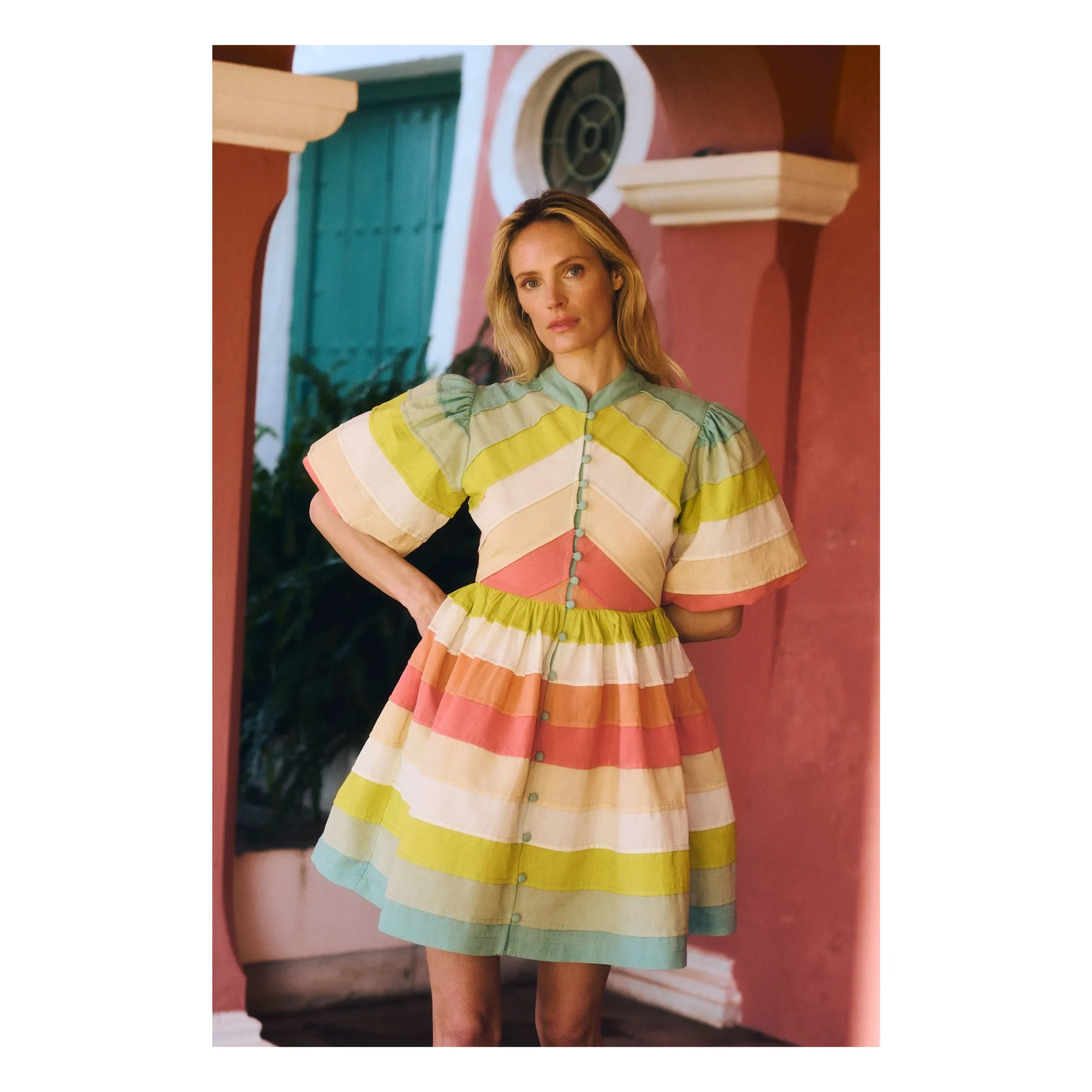 Robe Daisy Coton | Bleu Vert- Image produit n°1