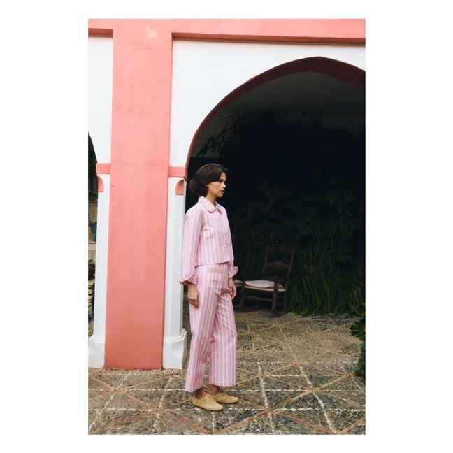 Clover Cotton Stripes Jacket | Pink