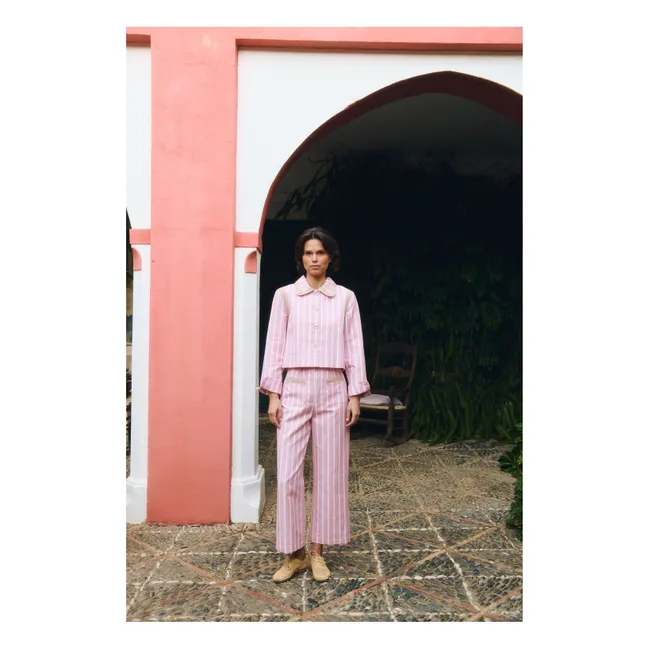 Clover Cotton Stripes Jacket | Pink