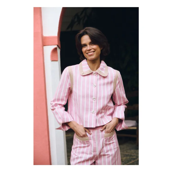 Chaqueta de algodón a rayas Clover | Rosa- Imagen del producto n°2