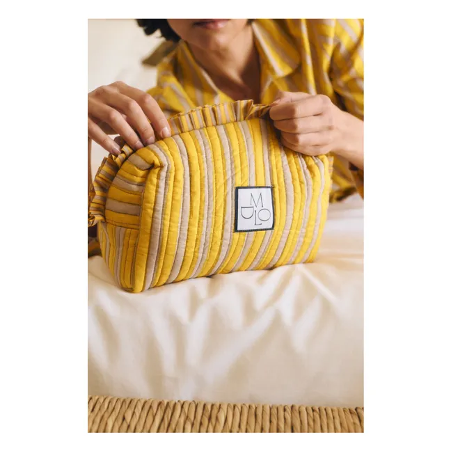 Bolso de mano Amy de algodón a rayas | Amarillo