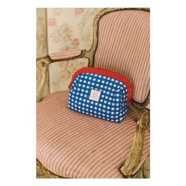 Karierte Clutch Amy Baumwolle | Blau