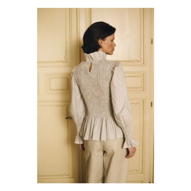 Blusa de rayas de algodón Aleria | Azul Cielo