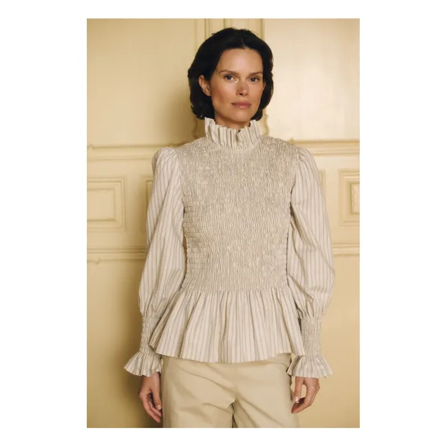 Blusa de rayas de algodón Aleria | Azul Cielo