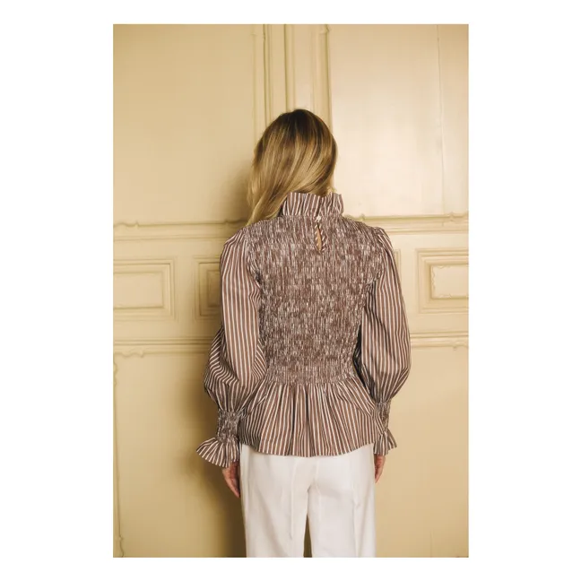 Blouse Rayures Aleria Coton | Marron