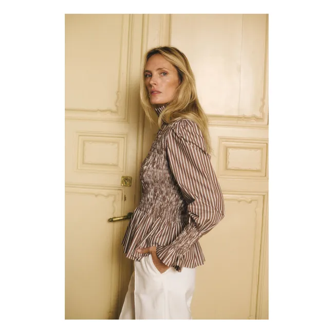 Blouse Rayures Aleria Coton | Marron