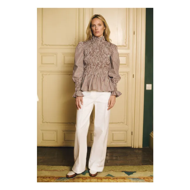 Blusa de rayas de algodón Aleria | Marrón