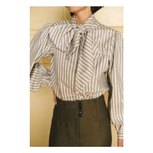 Fairytale Stripes Cotton Blouse | Blue