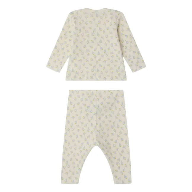 Conjunto de camiseta y legging Timi de algodón orgánico para vela | Blanco Roto