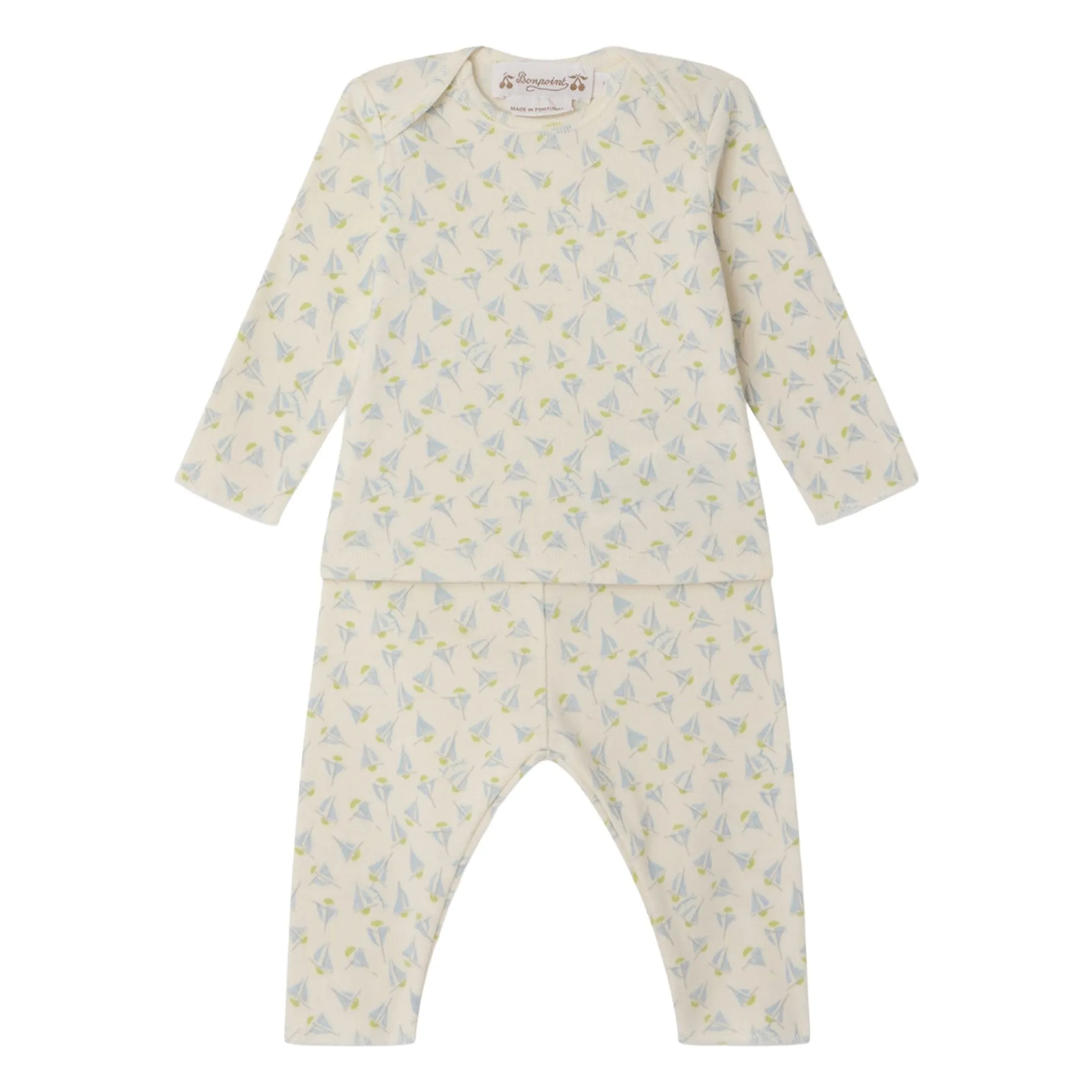 Bonpoint Off White Timi Voiliers Organic Cotton T-Shirt And Legging Set