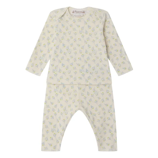 Conjunto de camiseta y legging Timi de algodón orgánico para vela | Blanco Roto