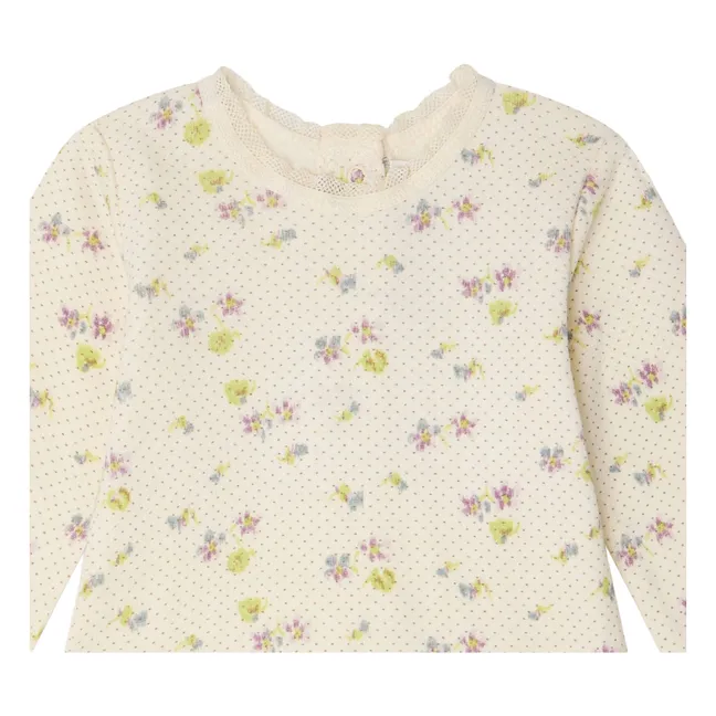 Conjunto de camiseta y legging Genna Floral de algodón orgánico | Crudo