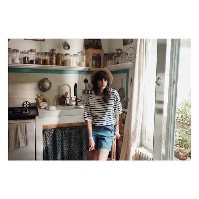 Sweat Marinière Coton Bio | Bleu marine