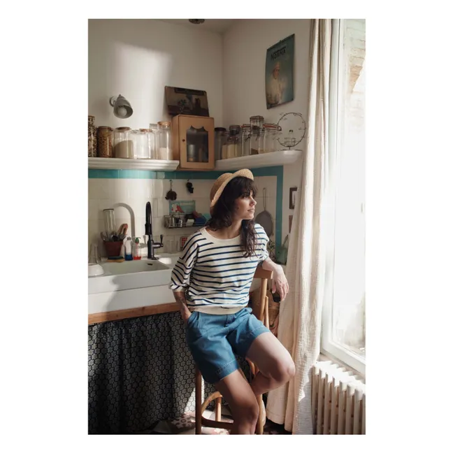 Sweat Marinière Coton Bio | Bleu marine