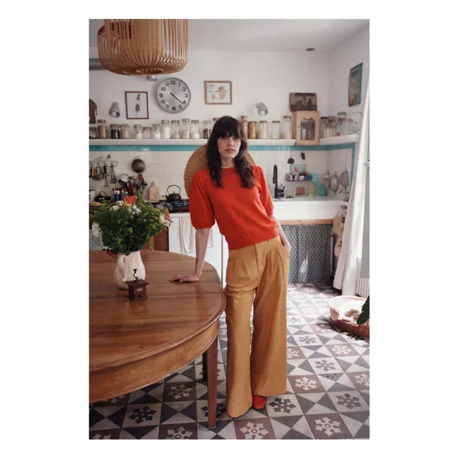 Pull Ajouré Nœud Coton Bio | Coquelicot