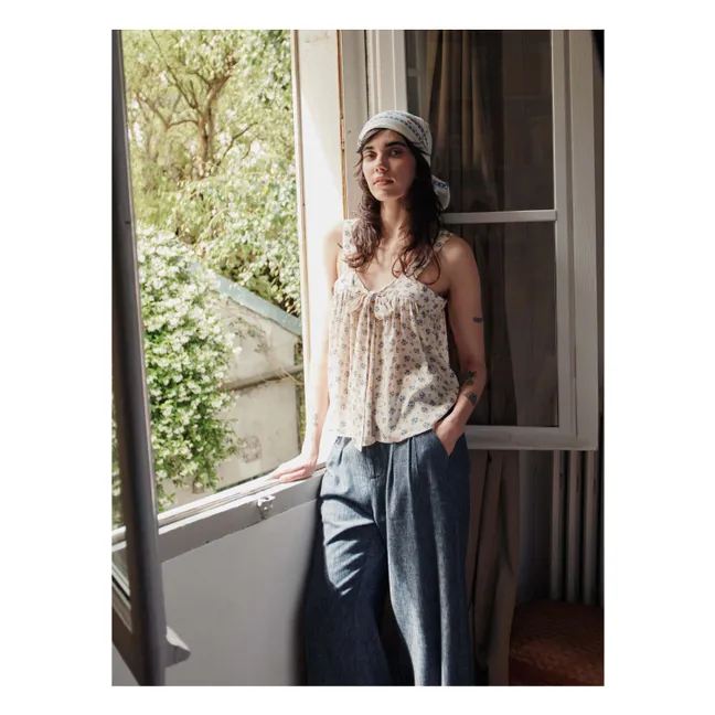 Linen and cotton pants | Navy blue