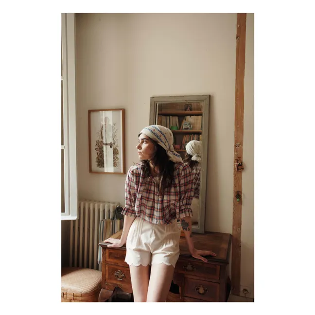 Blouse Carreaux Khadi Coton | Rouge