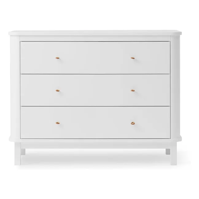 Commode Wood 3 tiroirs en chêne | Blanc