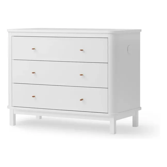 Commode Wood 3 tiroirs en chêne | Blanc