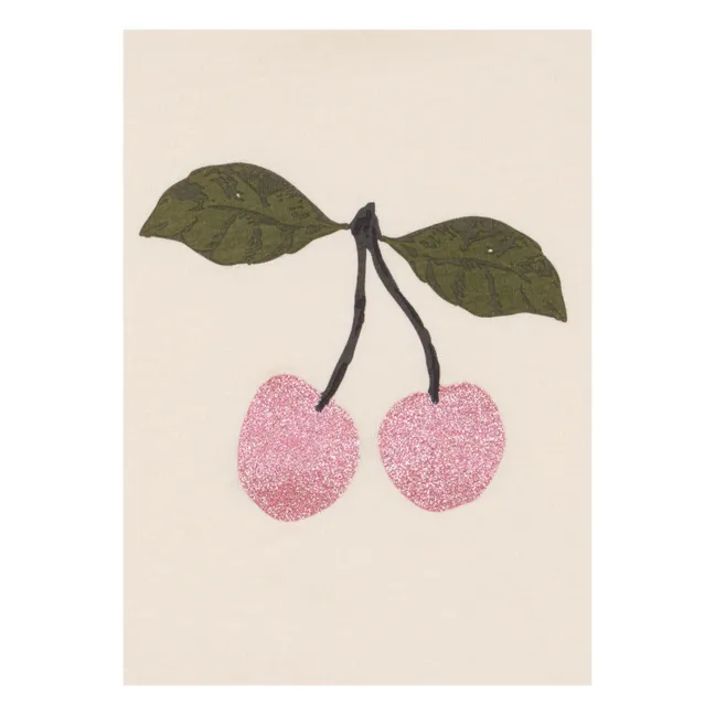 Conjunto de camiseta y short de volantes Famo Cerises de algodón orgánico | Crema