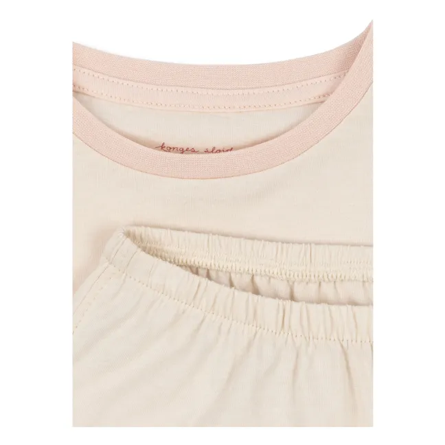 Conjunto de camiseta y short de volantes Famo Cerises de algodón orgánico | Crema