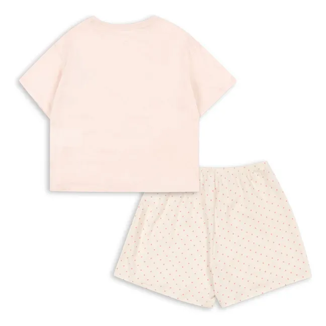 Ensemble T-shirt et Short Famo Chats Coton Bio | Rose pâle