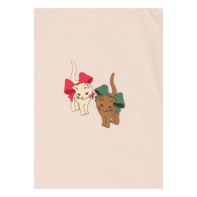Ensemble T-shirt et Short Famo Chats Coton Bio | Rose pâle