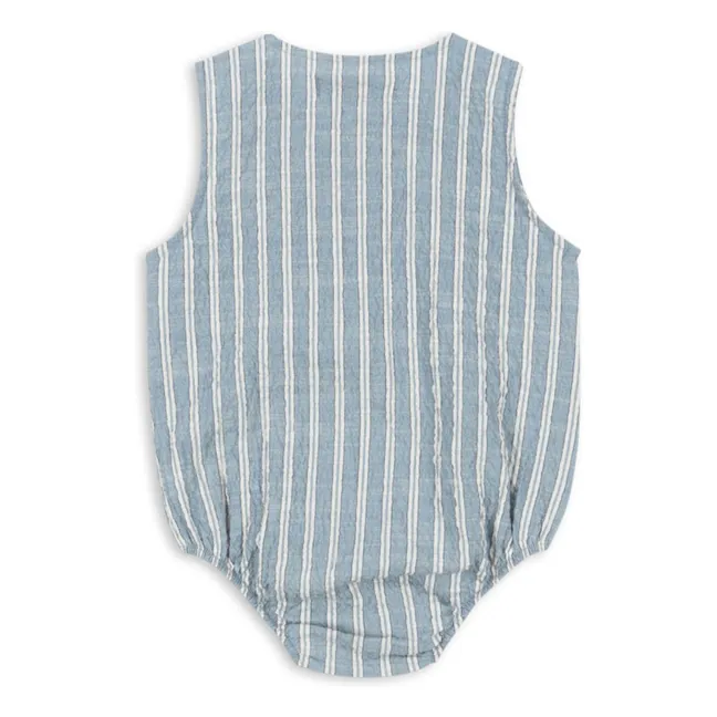 Barboteuse Elliot Rayée Coton Bio | Bleu